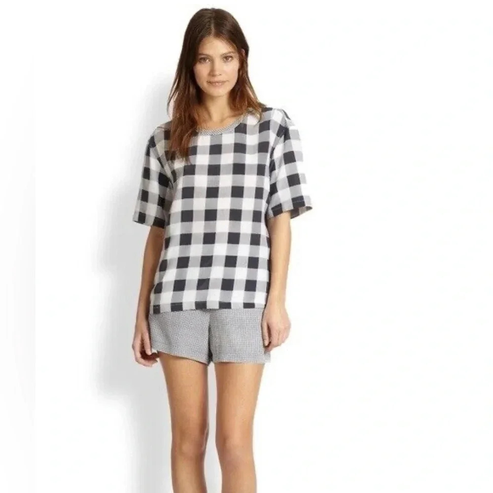 Equipment Gray Buffalo Check Logan 100% Silk Blouse Size XS